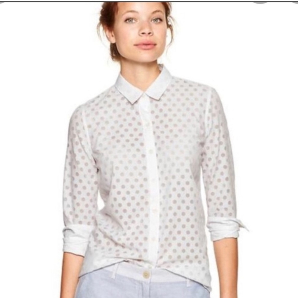 GAP White Polka Dot Blouse